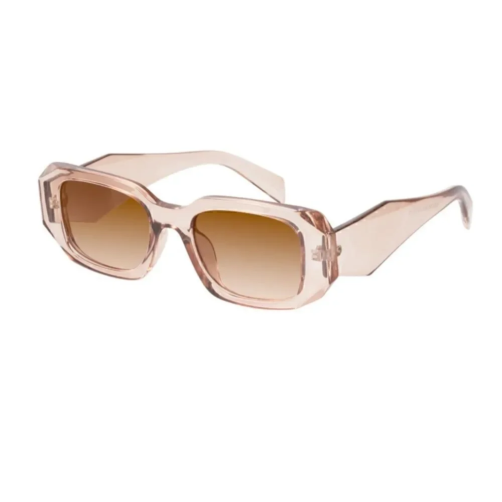 Trendy rectangle triangle Sunglasses translucent brown